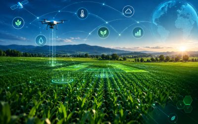 transizione-eco-digitale-agricoltura-convegno-sia-pisa-2026 Rappresentazione concettuale dell'agricoltura di precisione e transizione eco-digitale con drone, satellite e sensori di campo - Convegno SIA 2026 Pisa